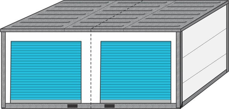 Dvi šoninės durys - du 9,3 m² boksai